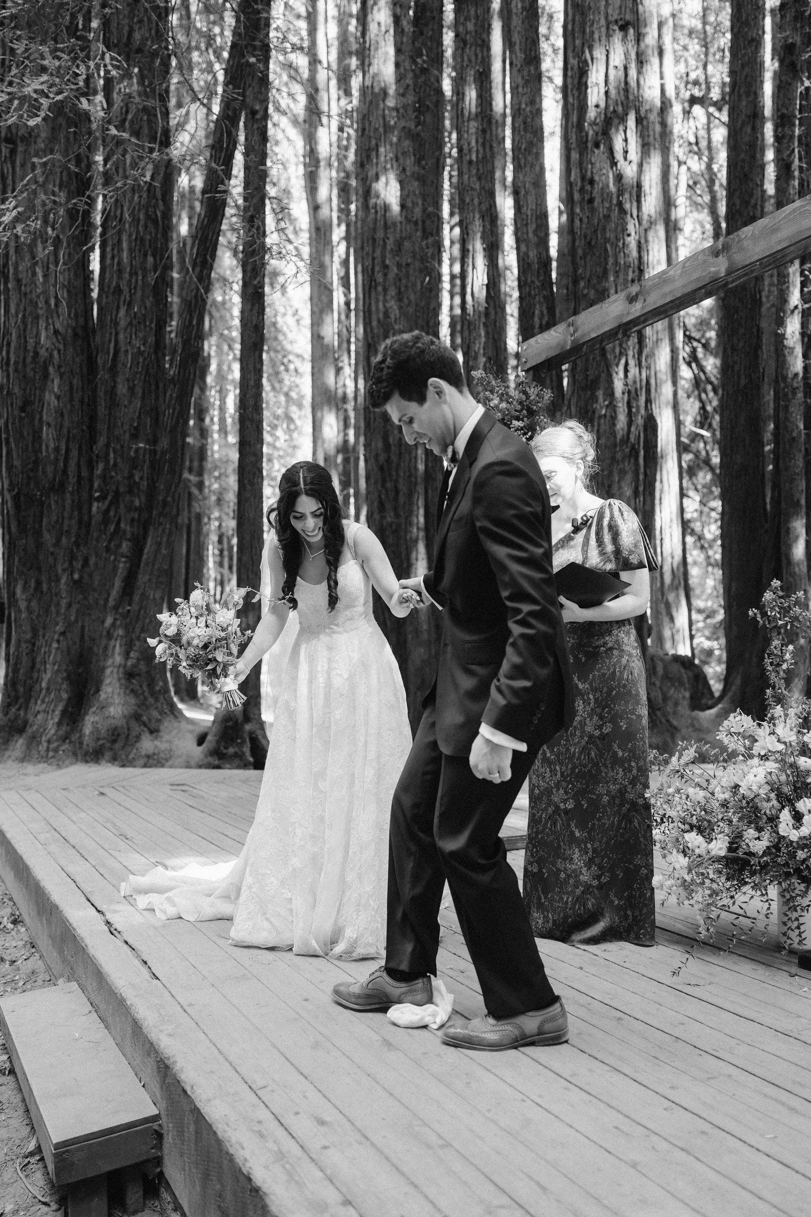 Adam and Lala during the ceremony, black and white
