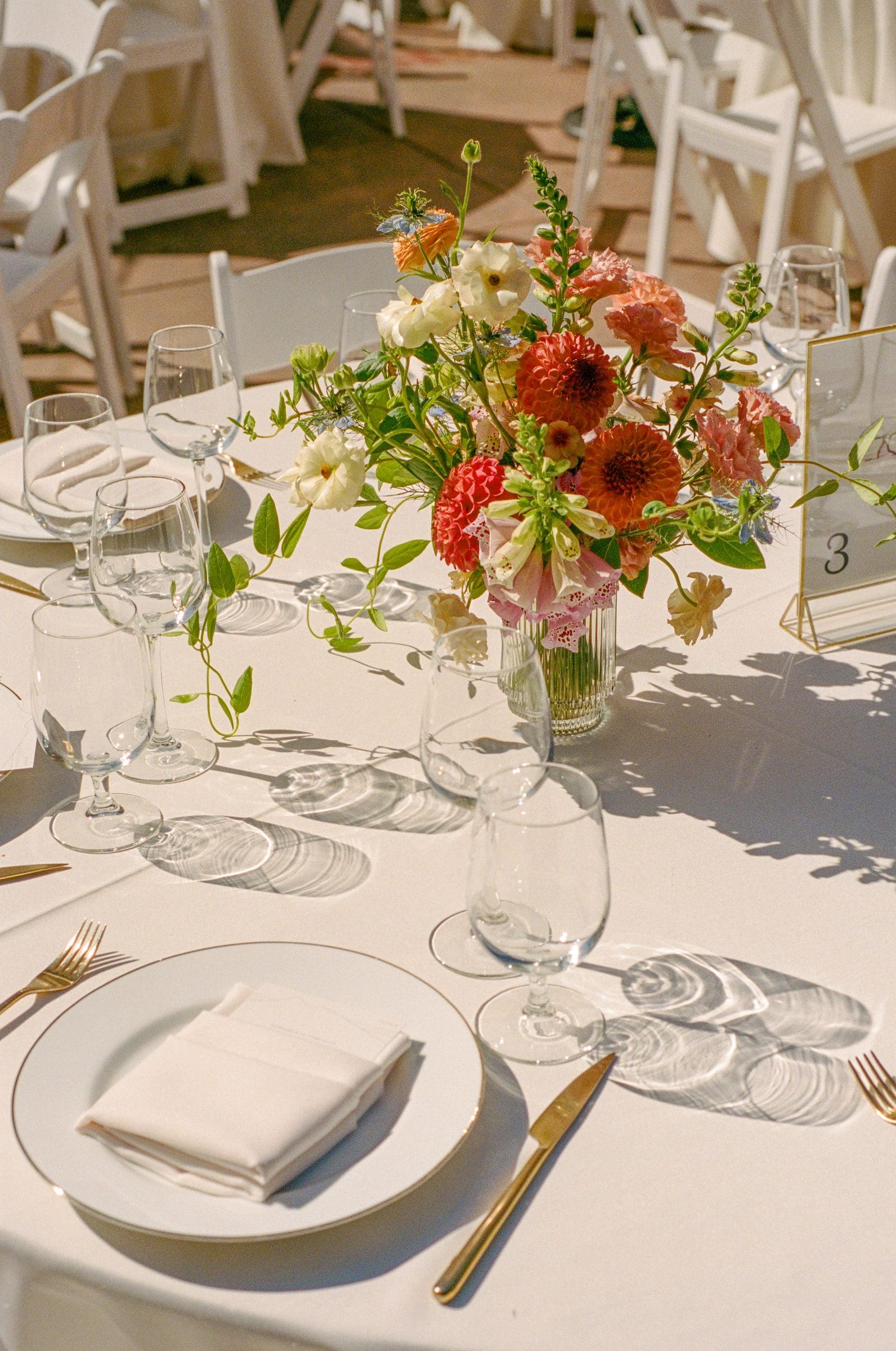 Table setting with florals, on film
