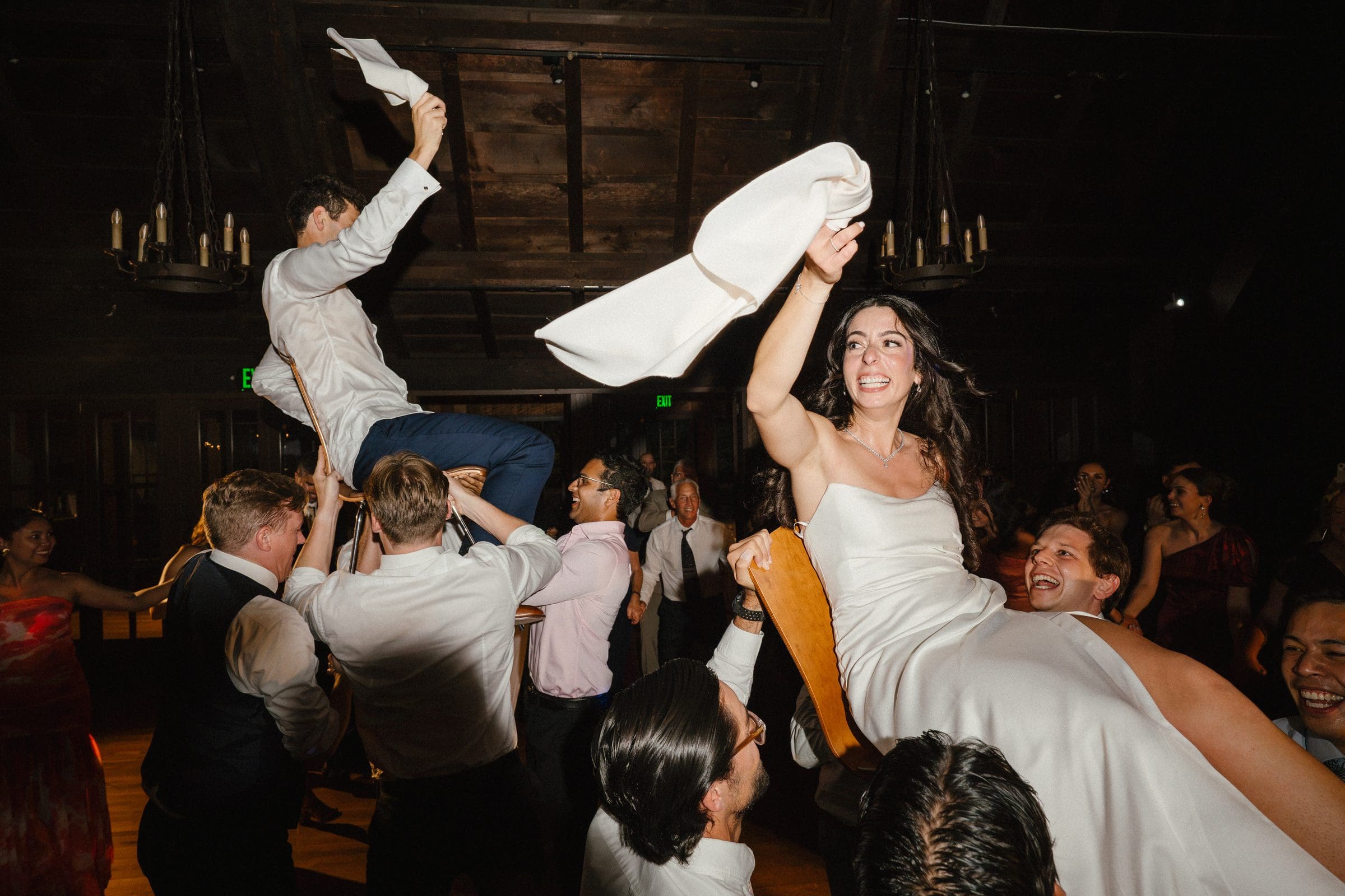 Lala lifted on a chair during the reception