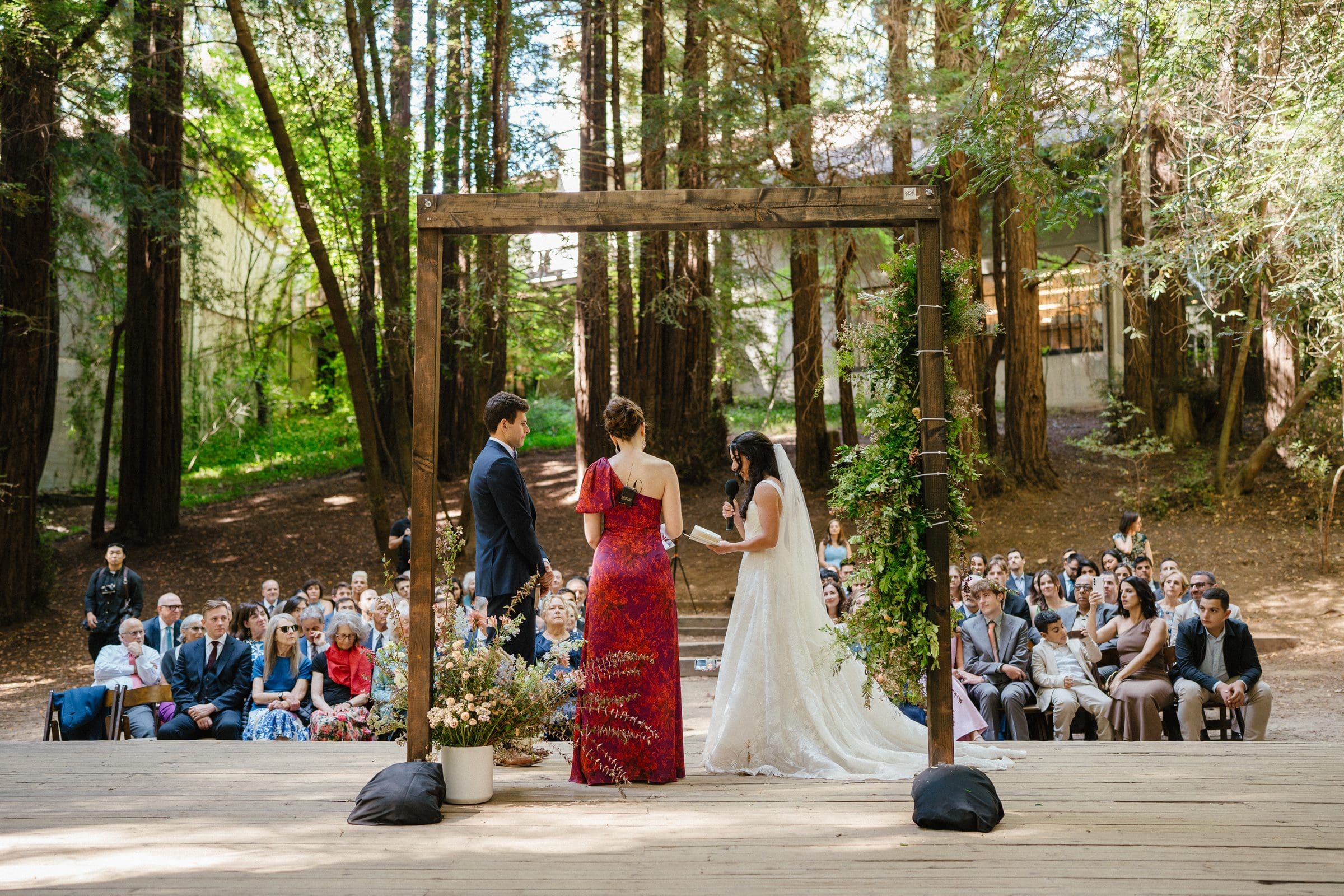 The ceremony beneath the redwoods at the Outdoor Art Club