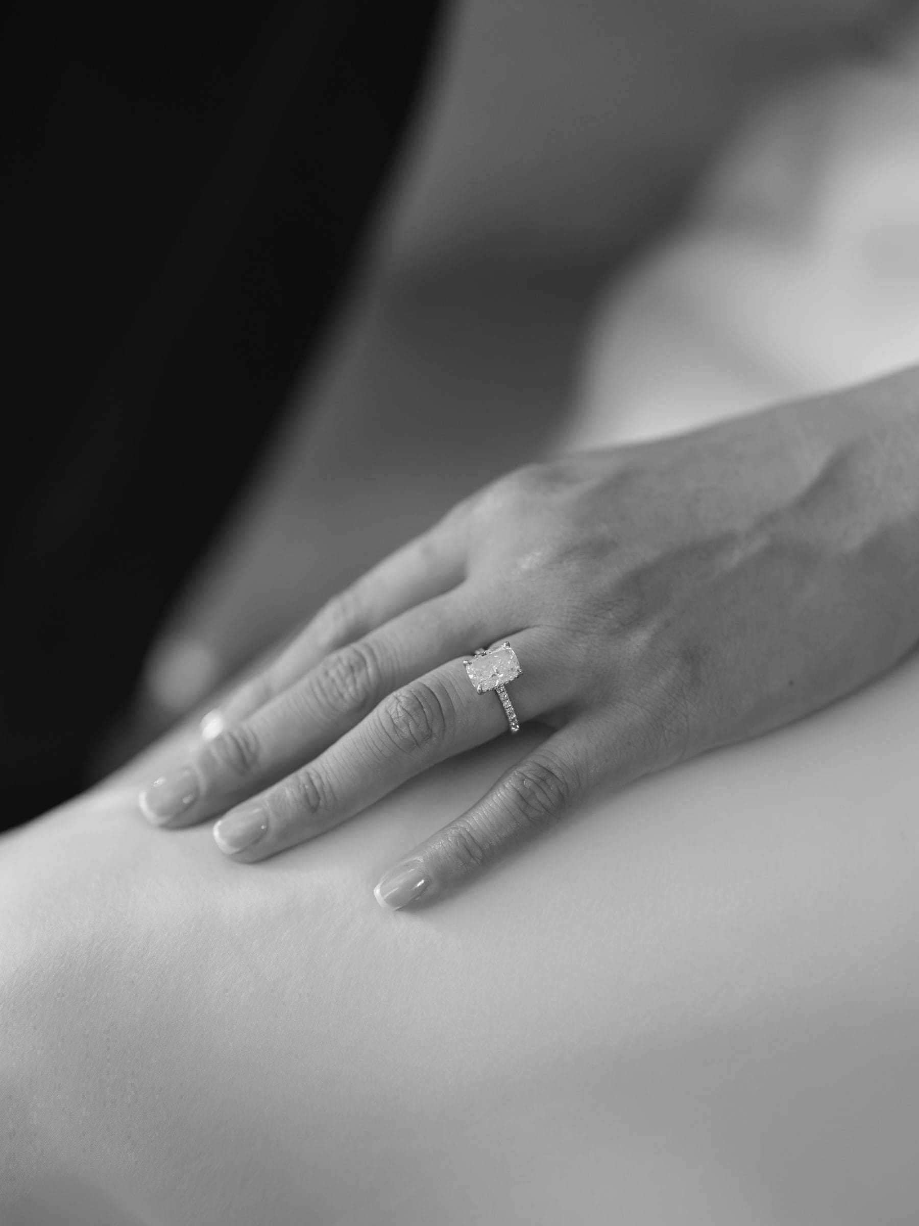 Michelle's engagement ring, black and white