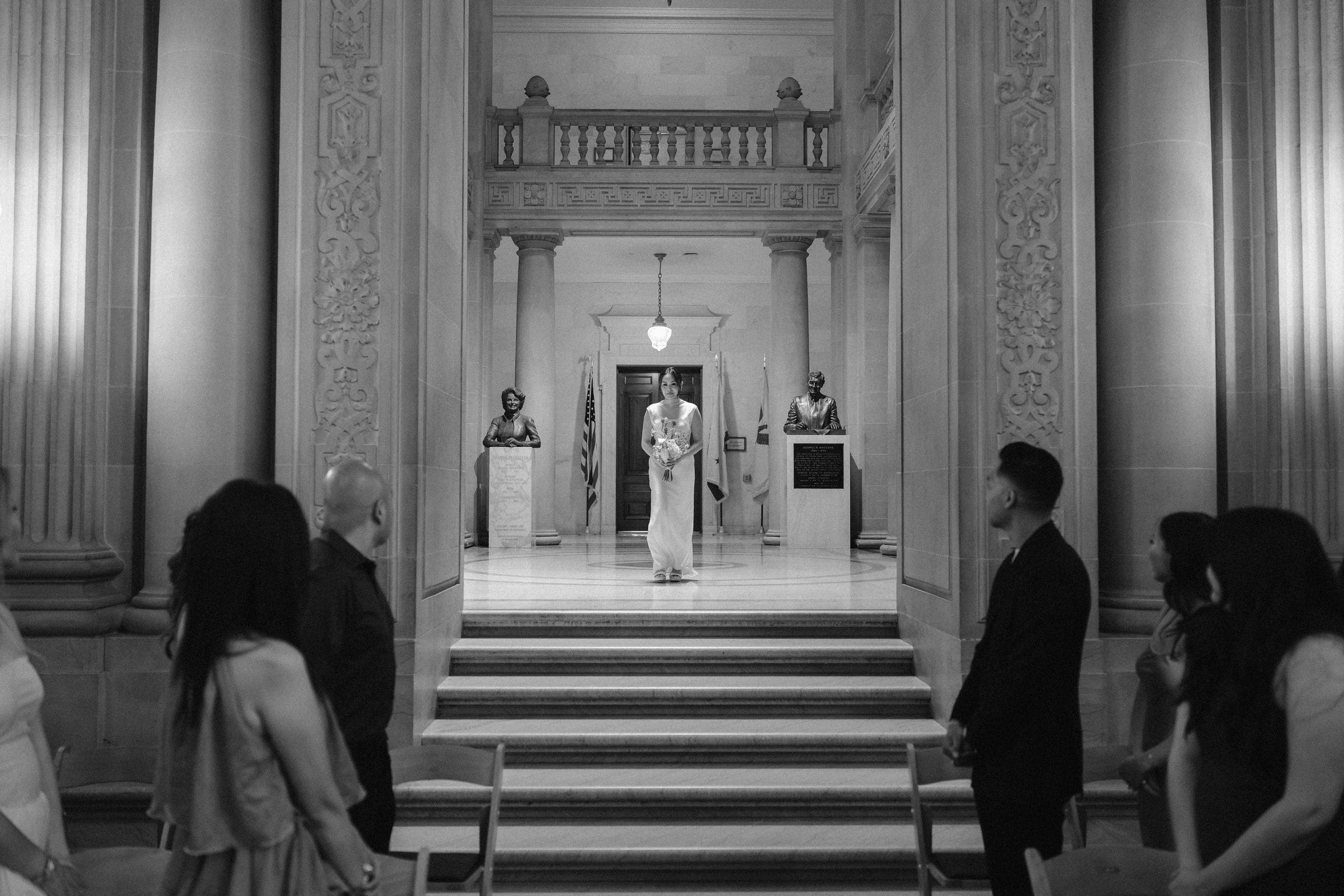 The ceremony at the Mayor's Balcony, black and white