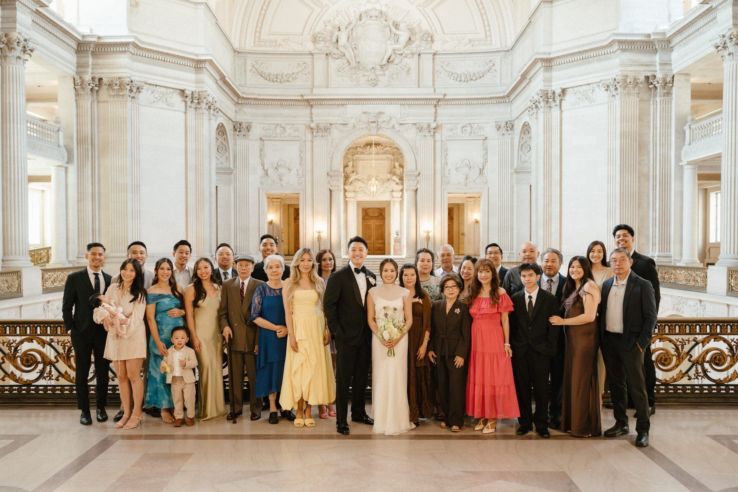David and Michelle with their family and friends at San Francisco City Hall