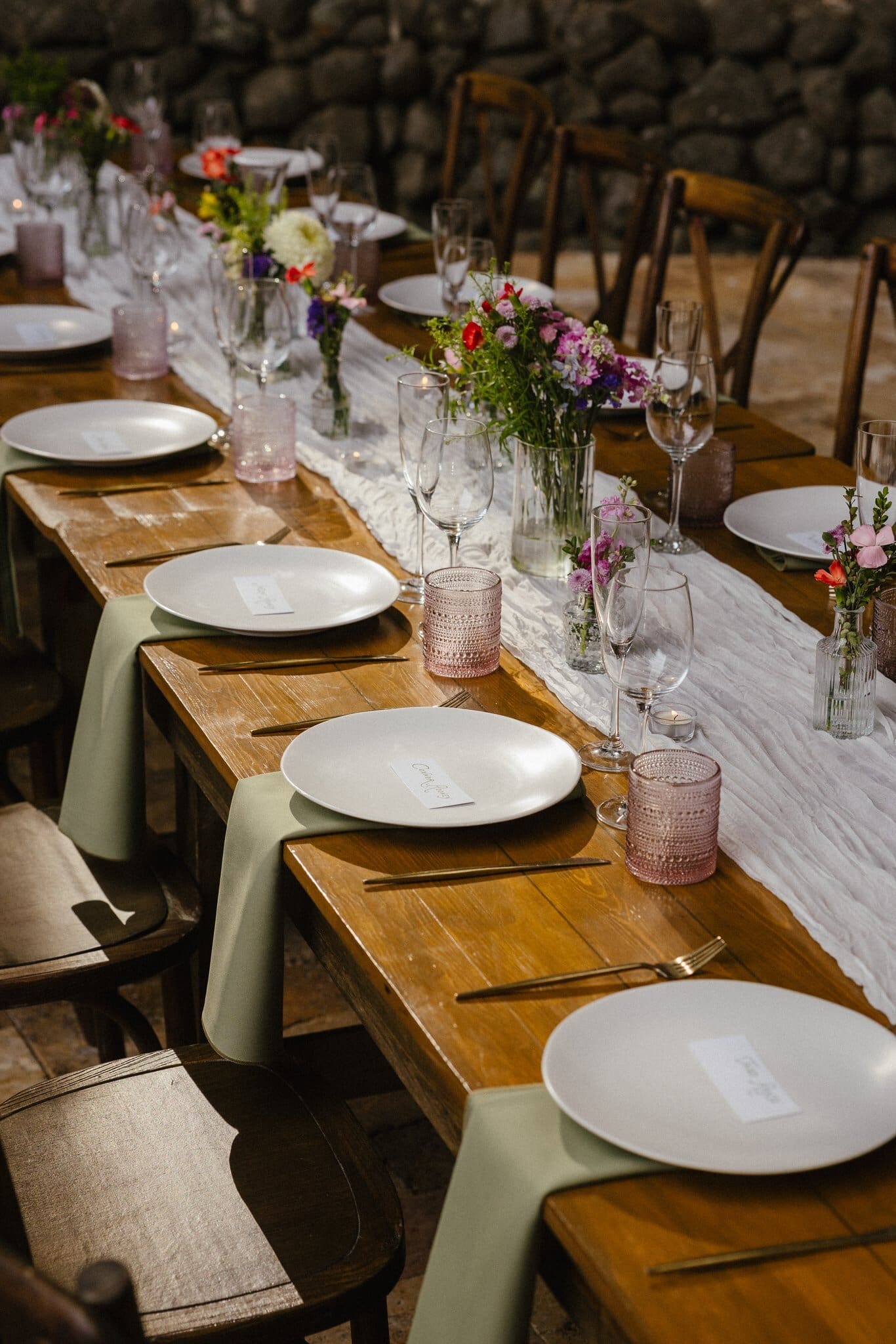 Reception table detail with florals and place settings