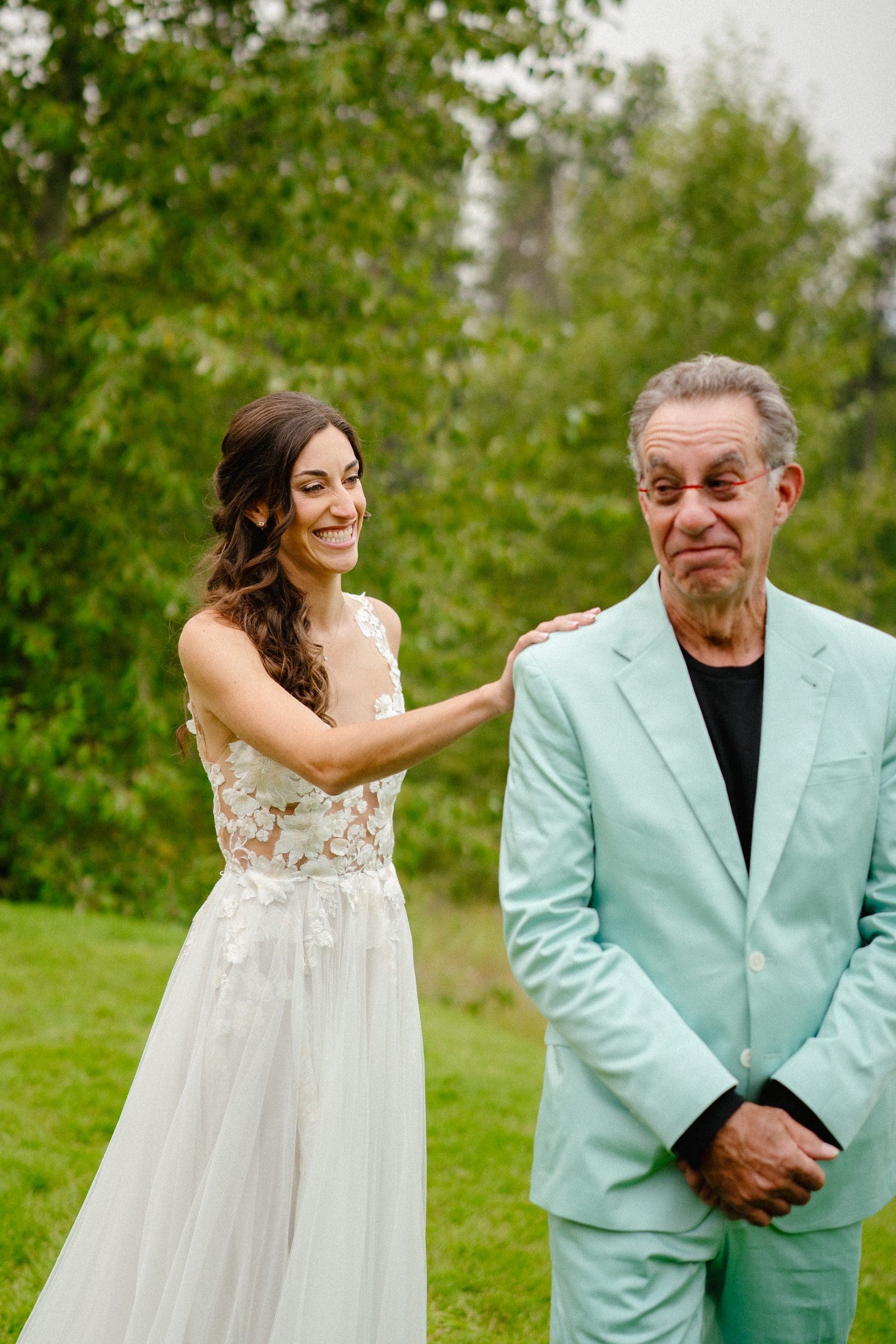 Isabelle's dad tearing up during their first look