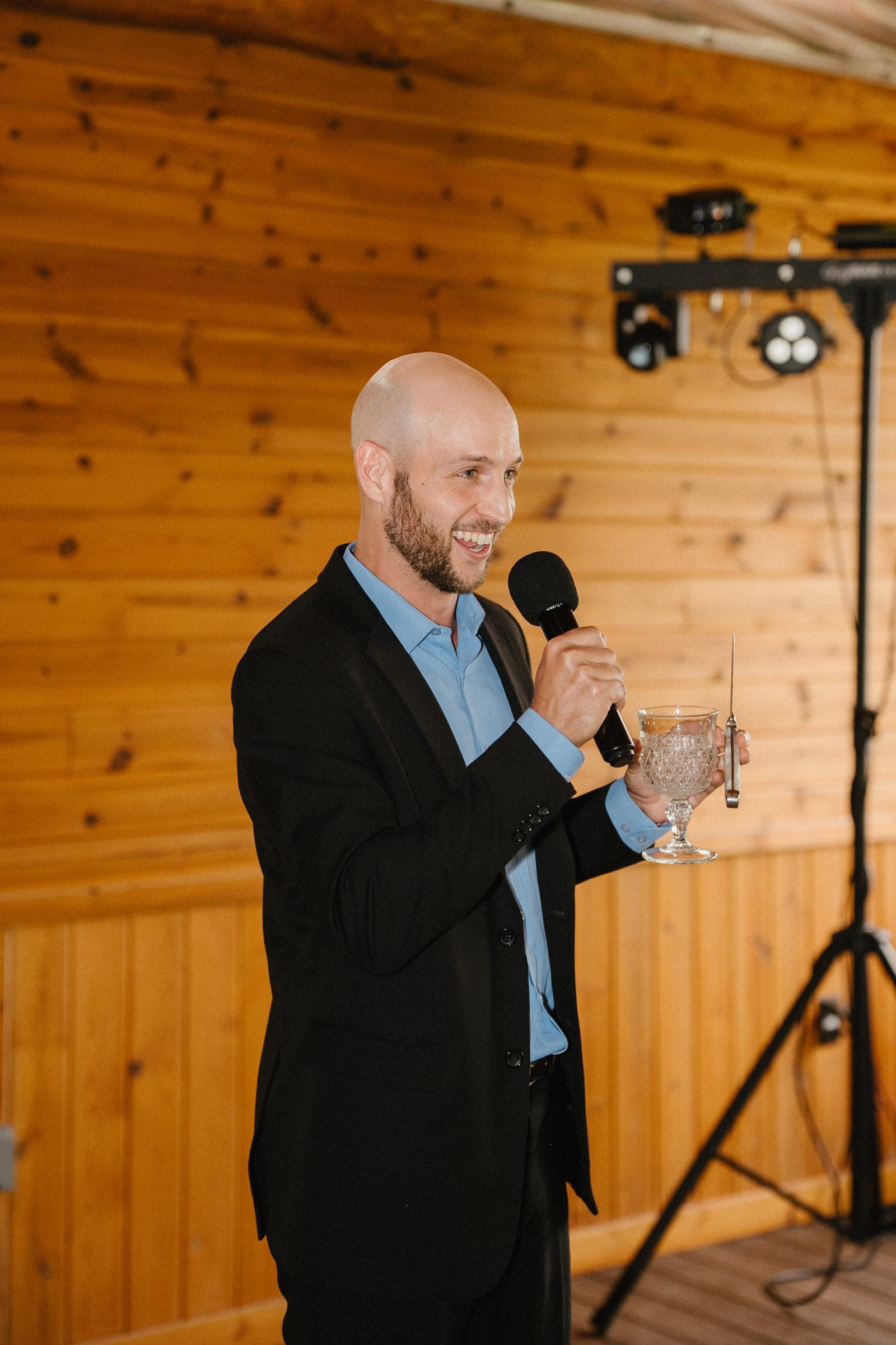 A toast during dinner in the pavilion